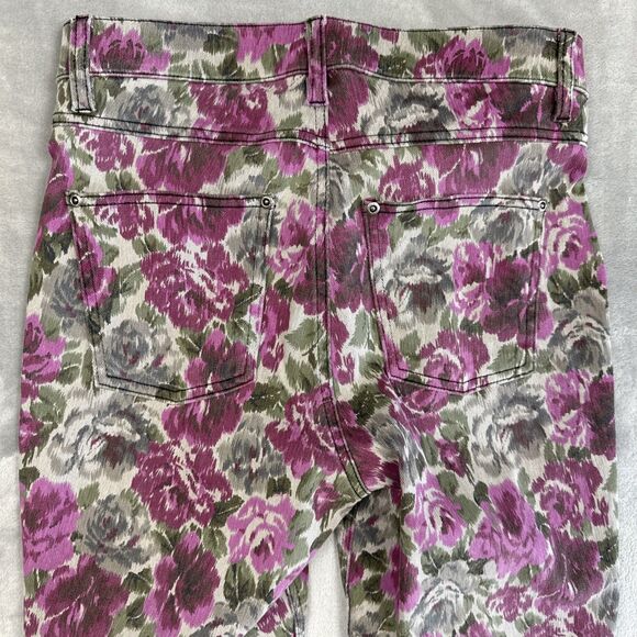 Hue Women’s M Pink Rose Floral Jeggings Pull-On Skinny Stretch Pants - Picture 5 of 6